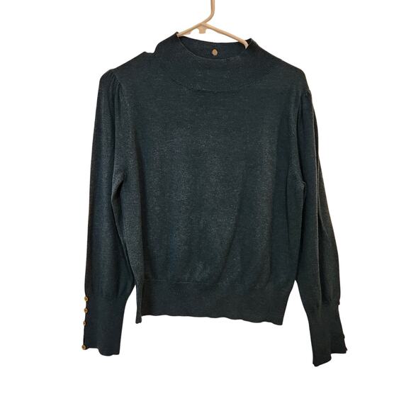 Molly Bracken Navy Blue Casual Long Sleeve Pullover Mock Neck Sweater Large - Picture 1 of 10